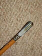 Antique Show Swagger Cane Stick Gold Plate Collar  & Agate Circular  Top 29"