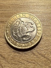 RARE William Shakespeare 2 Pound Coin Jester OFF-CENTRE & Upside Down Writing  