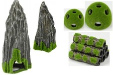 Aqua Nova Aquarium Fish Tank Ornament Moss Covered Realistic Cave Shrimp Home