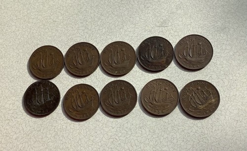 1950s half penny - half,