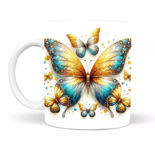 Golden green glitter - glitter, butterfly