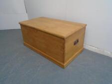 A Low & Wide Victorian Antique Pine Waxed Blanket Box / TV Stand