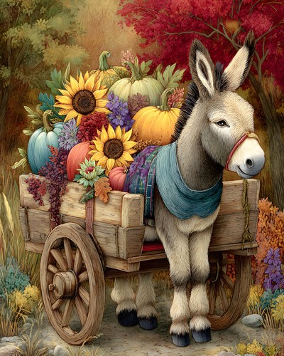 Harvest donkey pulling - donkey,