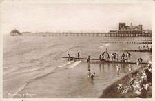1930s Real Photo Postcard RPPC - Paddling at Bognor Regis Sussex England Beach