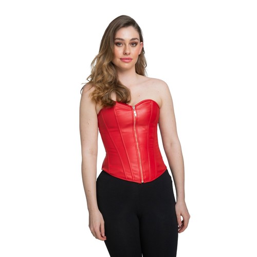 Faux leather corset red - leather,