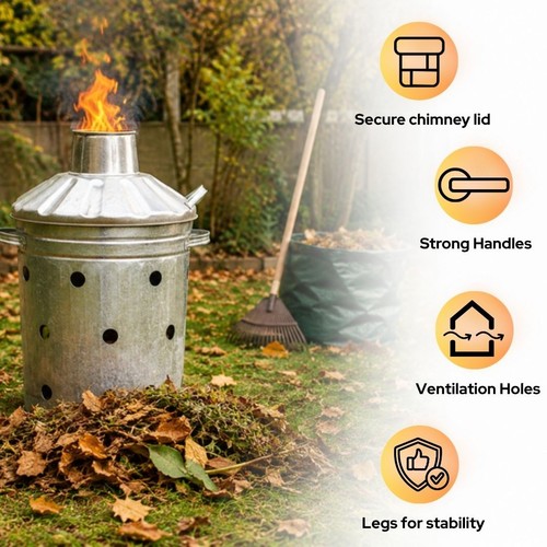 Maxsave galvanised incinerator - galvanised,