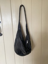 Hobo Bag Vintage Patch Leather Black Unbranded Zipped