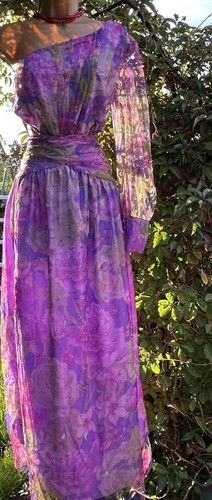 Vintage 70s net tulle - , floral