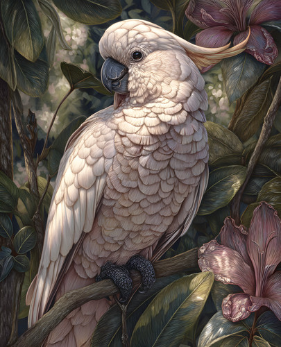 White cockatoo perched among - perched,
