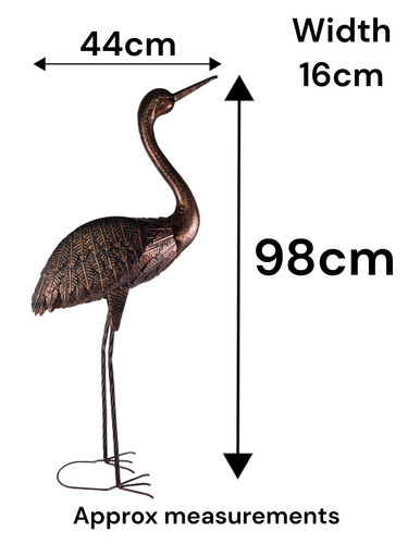 Metal copper heron garden - copper,