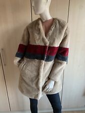 Pull & Bear Very Soft Plush Faux Fur Coat Jacket  Ladies Outerwear Tan Size M