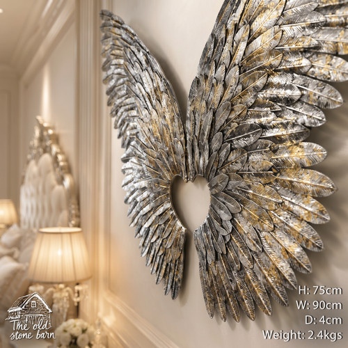 Silver wings angel wall art - wings,