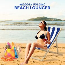 Wooden Deck Chair Chairs Traditional Folding Sun Lounger Garden Beach Seaside