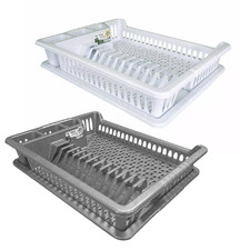 Large Plastic Dish Drainer Plate Cup Cutlery Rack with Drip Tray Dish Dryer