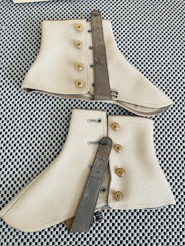 Edwardian spats taupe - taupe, wool