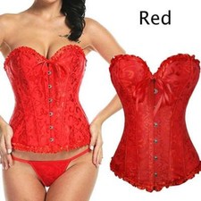 Sexy Women Black Lace up Corset Bustier Top Shaper Basque Dress Plus 6-24 Size