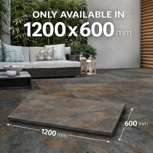 1200x600mm matt black slate - matt,