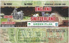 England v Switzerland 1995/96 Friendly ticket