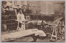 STRATFORD ON AVON Warwickshire Pig Roast in the Street Postcard dated 1915