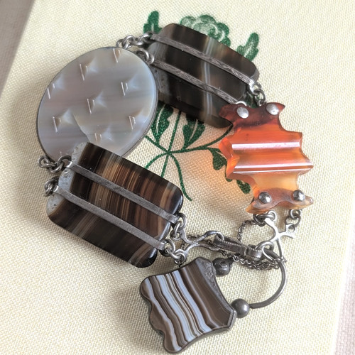 Antique victorian silver agate - victorian,