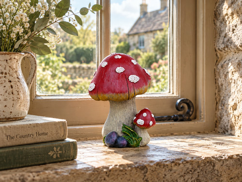 Red toadstool mushroom garden - red,