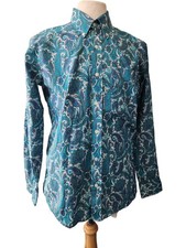 Relco London Paisley Button-Up Casual Shirt Size L Blue Cotton