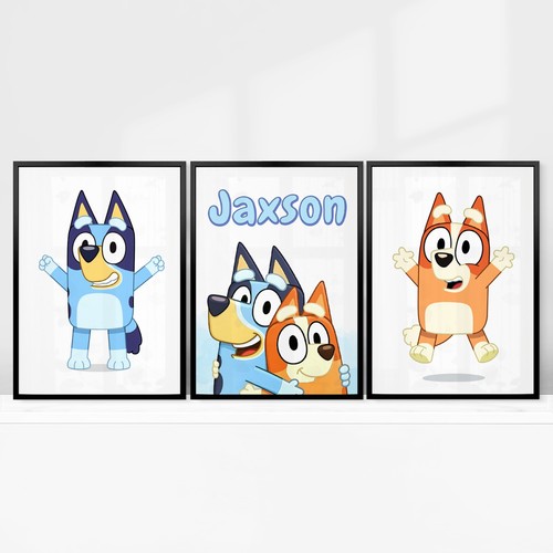 Personalised bluey wall art - bluey,