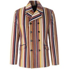 NEW MENS DOUBLE BREASTED RETRO STRIPED CORDUROY Cord 70s 60s BLAZER JACKET MC503