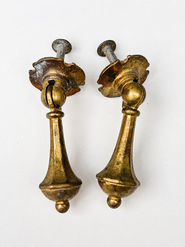 Pair vintage solid brass drop - solid,