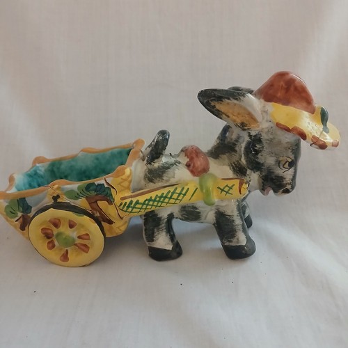 Italian pottery donkey cart - italian,