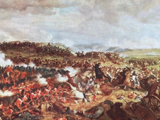 Original Antique c1915 Tipped-in Print Charge of the French Cuirassiers Waterloo