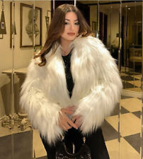 NEW ZARA WHITE SHAGGY FAUX MONGOLIAN YETI FUR JACKET CARDIGAN LAPEL COLLAR COAT