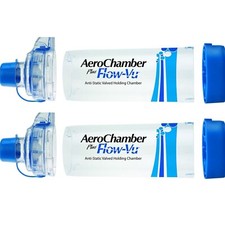 2 x Aero Chamber - Plus Flow-Vu spacer, with mouthpiece