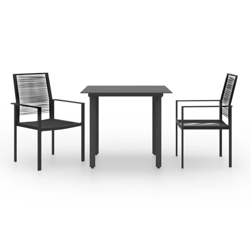 Dining set black glass - set,