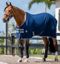 Horseware Amigo Stable Sheet Cool Show Travel Rug Navy/Titanium/Fig 5'6"-7'0"