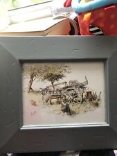 Michael Cooper Print  Hay-wagon in orchard with chickens signed framed print