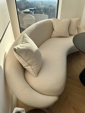 White boucle kidney - white, sofa