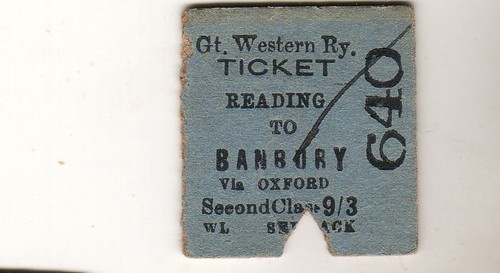 Railway ticket gwr 2nd class - gwr,