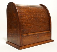 Antique Solid Oak Pipe Smokers Cabinet  with Tambour Front  & Drawer.