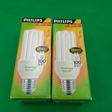 2x Philips 18W E27 ES = 100w Energy Saving Low Energy Light Bulb Lamp
