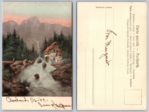 Mountain river cabin artwork - river,