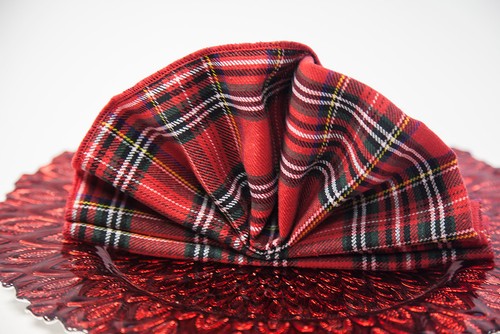 Christmas tartan sash - tartan, table