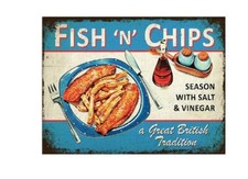 Fish chips retro look metal - chips,