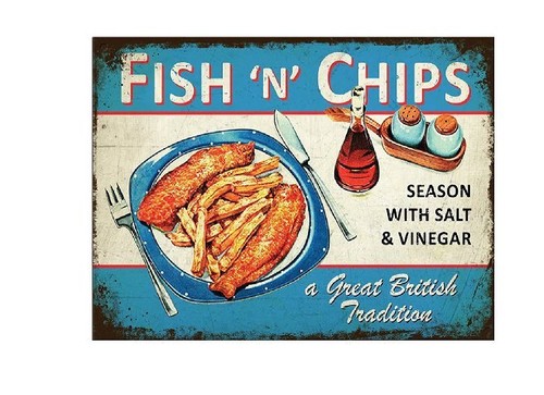Fish chips retro - chips,