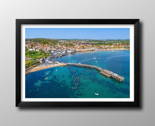 Swanage pier framed print - framed,