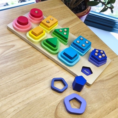 Wooden montessori shape sorter - wooden,