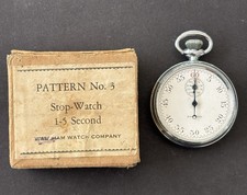 WW2 Waltham Military Stop Watch & Box Broad Arrow Marked Working Missing Glass