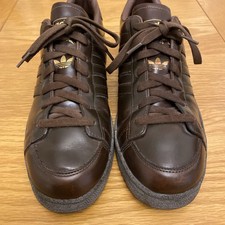 Adidas Kareem Lo V2 Coffee Brown Gold Leather Trainers Mens UK 12 Jabbar vintage