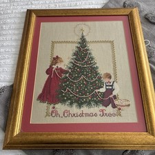 Oh, Christmas Tree - Lavender and Lace Completed And Frames Cross Stitch