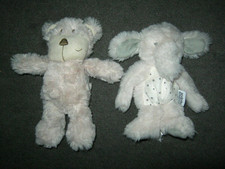 Mamas & Papas Small Crumble Bear & Ellery Elephant Soft Toys.